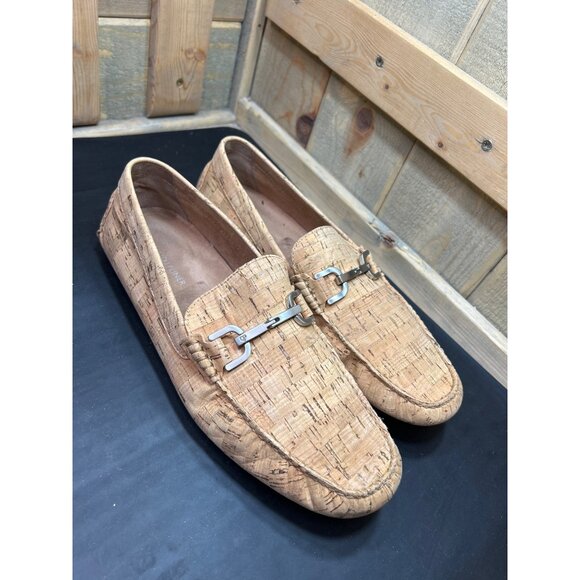 Donald J Pliner VIRO Cork Loafers Size 10 Natural Brown With Metal Bit Detail main image 9